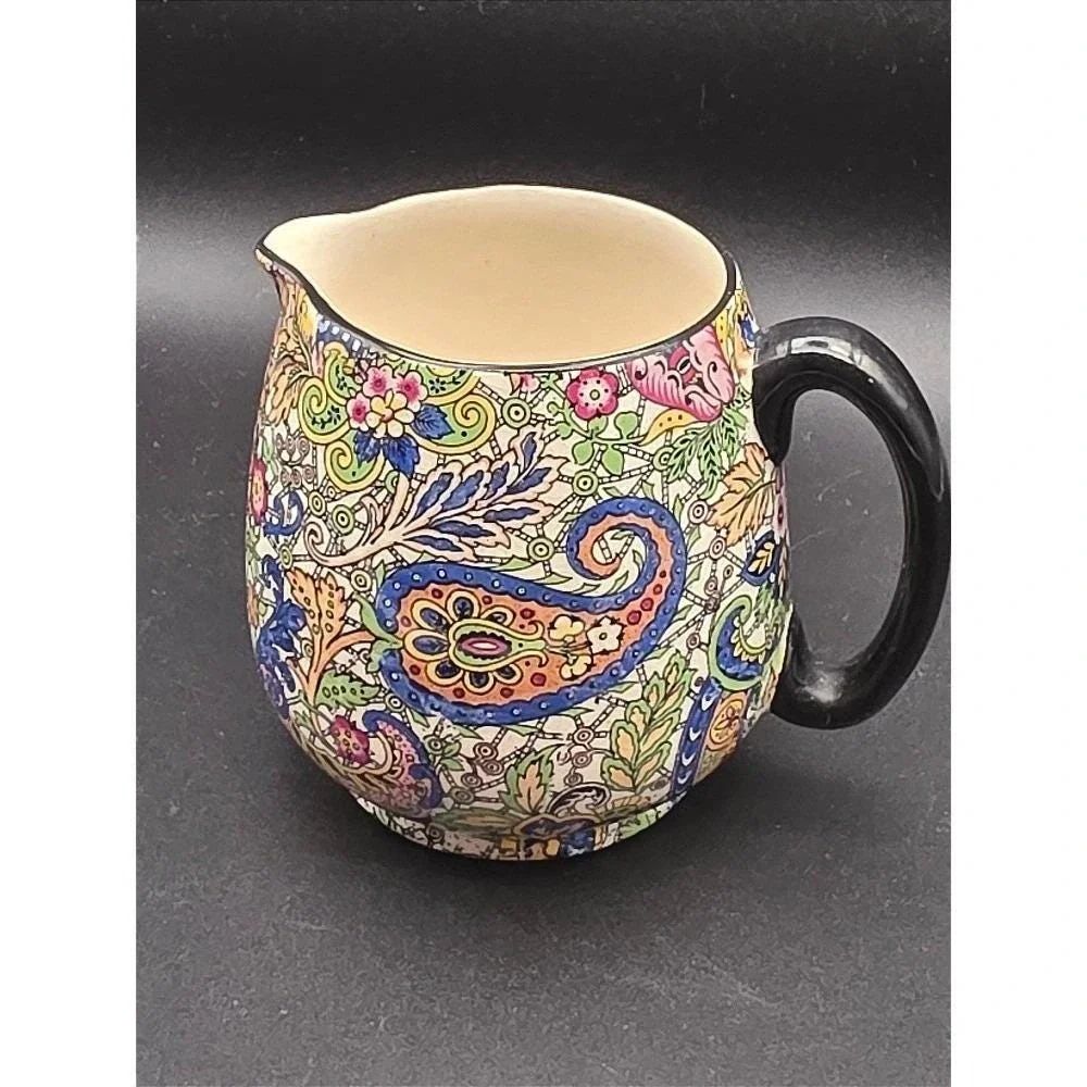 Vintage Burlington Ware Creamer,‎ Paisley Pattern Pitcher, Chintz Floral, READ